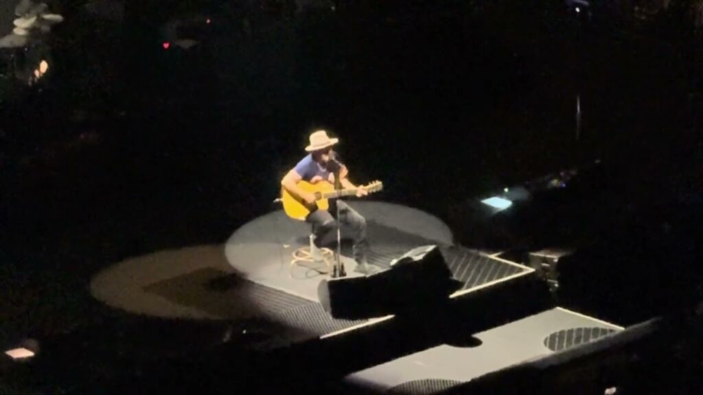 Eddie Vedder singing during Pearl Jam's 5/28/2024 concert at Climate Pledge Arena in Seattle, WA