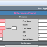 A custom Encompass Underwriting Comparison form. A custom plugin took a snapshot of the data on a loan at the time of approval and then the code behind the form load of this form showed a comparison between current loan data and the last approved loan data. This would allow an Underwriter (or any other persona) to easily identify what if any critical information has been modified since their last touch. A custom Encompass form used to identify data discrepancies between the current loan data and the most recently underwriter decisioned data.
