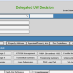 A custom Encompass Underwriting Decision form. 90% of what an UW needed to complete as a part of their loan decision could be done from this form. Note: the highlight in the first image was part of an outline of how to use the UW comparison form which is also partially highlighted in this gallery. This screenshot shows the upper portion of the form containing Task and Leap Pad buttons. A portion of a custom Encompass Underwriting Decision form